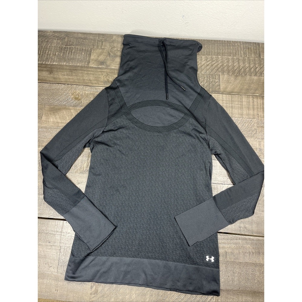 Under Armour L Heat Gear Threadborne Long Sleeve Shirt Cowl Neck Heather Gray‎